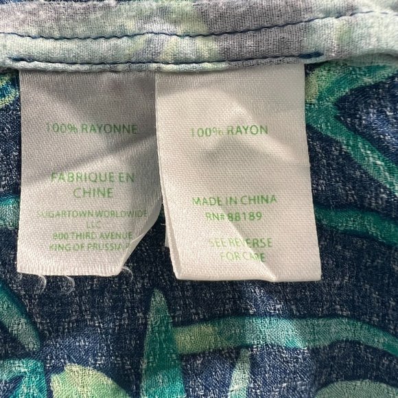 Lilly Pulitzer Top XS Blue Button Up V-Neck Long Sleeve Tropical Elsa - Picture 11 of 14